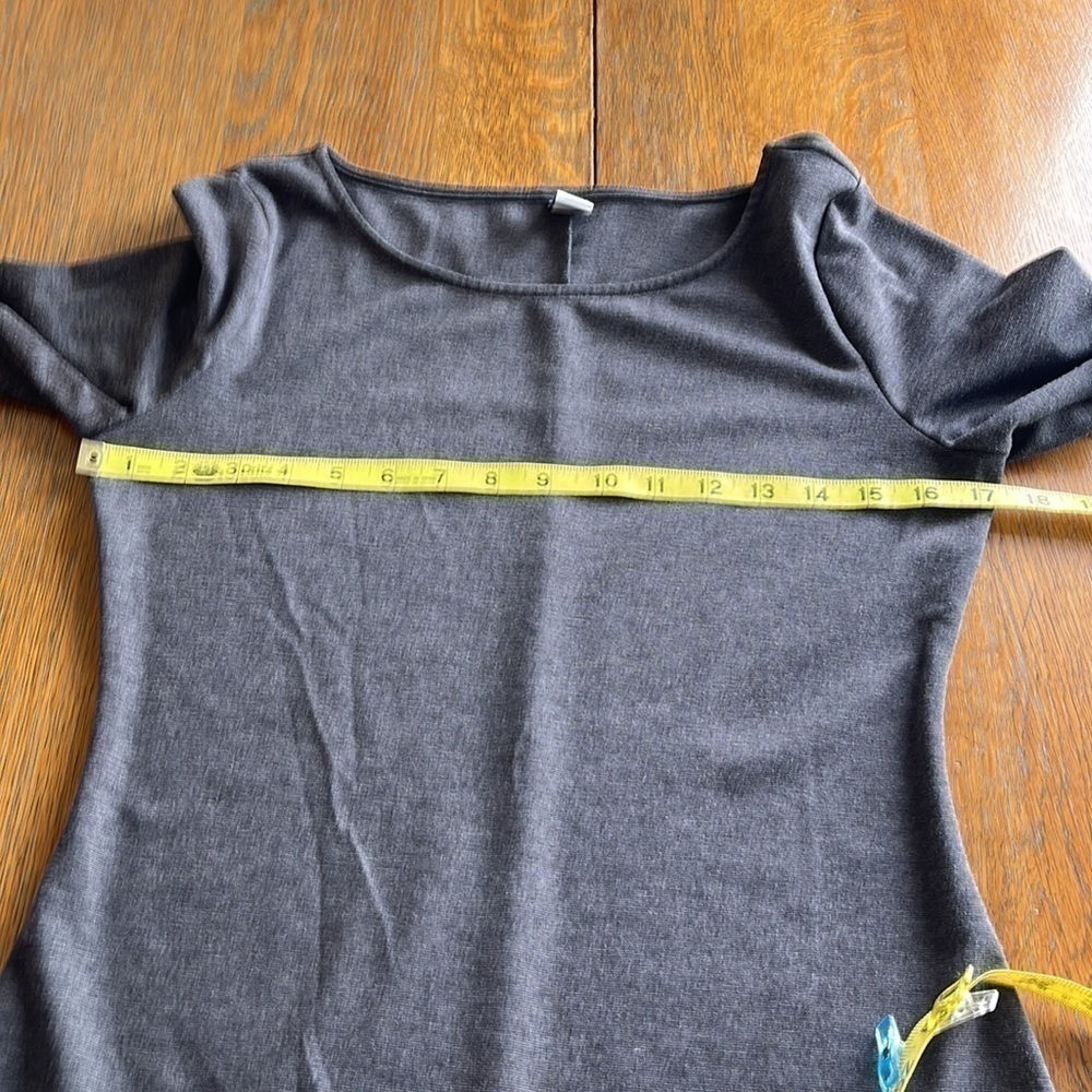 Old Navy dress midi length body fitted charcoal heather long sleeves size Small - Picture 8 of 15